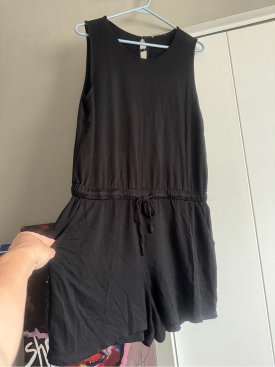 Pants - Essential Black Sleeveless Jersey Romper with Pockets size L/XL